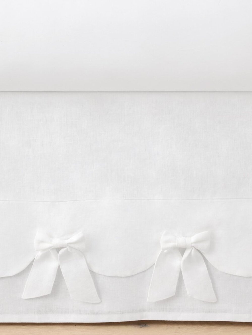 Pottery Barn Kids European Linen Bow Crib Skirt White